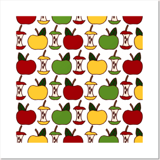 Apples and Apple Cores Multi-Colored | Apple Pattern Posters and Art